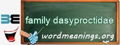 WordMeaning blackboard for family dasyproctidae